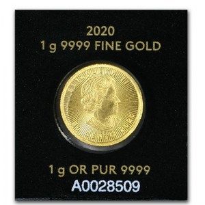 Moneda MapleGram de Oro 1g 2020 reverso