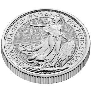 Moneda de Plata Britannia 1/4oz 2025 BU Perfil