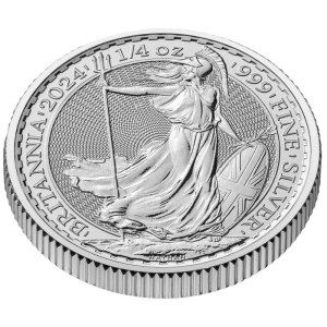 Moneda de Plata Britannia 1/4 oz 2024 BU Lateral