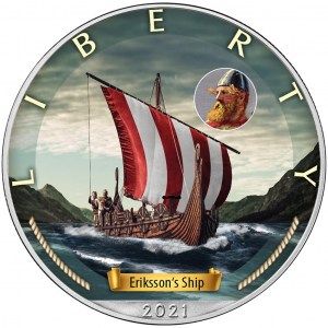Moneda American Eagle Eriksson Colored de Plata 1 oz 2021
