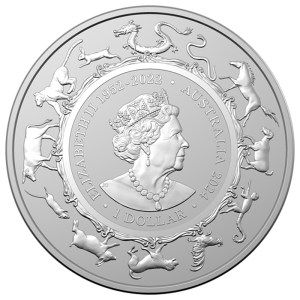 Moneda de Plata Año del Dragón RAM 1 oz 2024 BU anverso