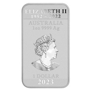 Moneda Dragón Rectangular de Plata 1 oz 2023 BU anverso