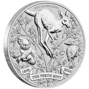 Moneda de Plata The Perth Mint - 125 Aniversario 1 oz 2024 BU lateral