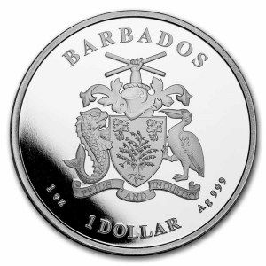 Moneda de Plata Caballito de Mar Caribeño 1 oz 2024 BU reverso