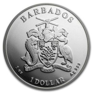 Moneda Pelícano Caribeño Barbadense de Plata 1 oz 2020 reverso