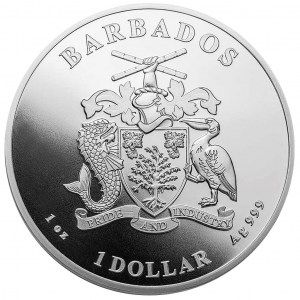 Moneda Pelícano Caribeño Barbadense de Plata 1 oz 2021 reverso