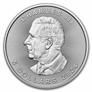 Moneda de Plata Maple Leaf 1 oz 2024 BU Anverso