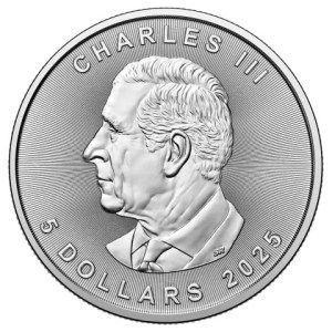 Moneda de Plata Maple Leaf 1 oz 2025 BU Anverso
