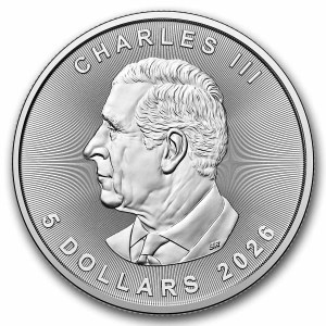 Moneda de Plata Maple Leaf 1 oz 2026 BU anverso