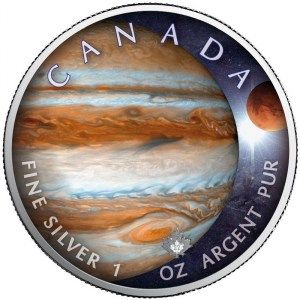 Moneda Maple Leaf - Júpiter de Plata 1 oz 2022 Color-BU