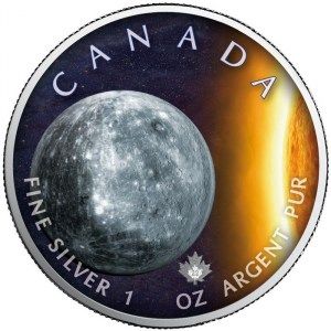 Moneda Maple Leaf - Mercurio de Plata 1 oz 2022 Color-BU