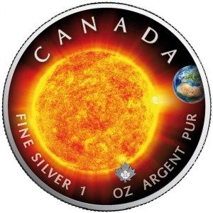 Moneda Maple Leaf - Sol de Plata 1 oz 2022 Color-BU