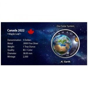 Moneda Maple Leaf - Tierra de Plata 1 oz 2022 Color-BU documentación
