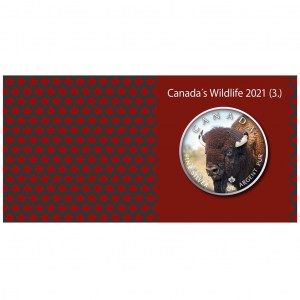 Moneda Maple Leaf Wildlife Bisonte de Plata 1 oz 2021 documentación