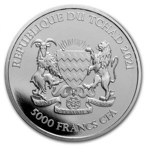 Moneda Mándala Antílope de Chad de Plata 1 oz 2021 reverso