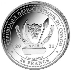 Moneda Águila Calva de la Rep. Democrática del Congo de Plata 1 oz 2021 reverso