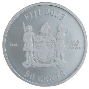 Moneda de Plata Parque Jurásico 30 Aniversario 1 oz 2023 BU reverso
