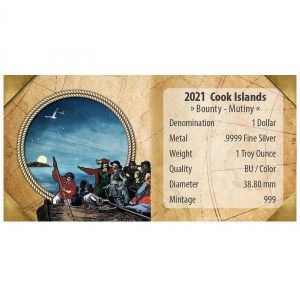 Moneda Bounty Motín de Plata 1 oz 2021 documentación