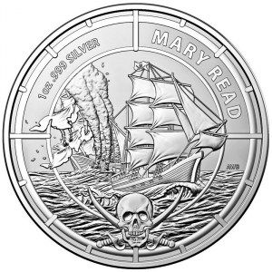 Moneda Reinas Pirata: Mary Read de Plata 1 oz 2022 BU