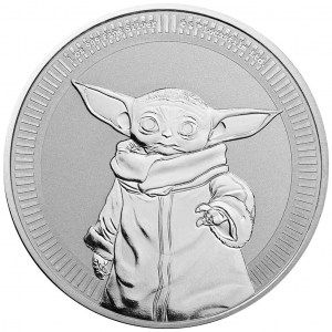 Moneda Grogu Mandalorian de Star Wars de Plata 1 oz 2022 BU