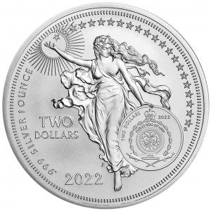 Moneda Iconos de la Inspiración: Isaac Newton de Plata 1 oz 2022 BU reverso