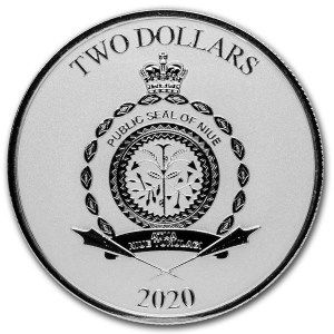 Moneda Mythosaur Mandalorian de Star Wars de Plata 1 oz 2020 reverso