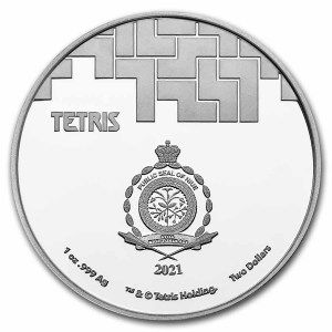Moneda Tetris de Plata 1 oz 2021 reverso