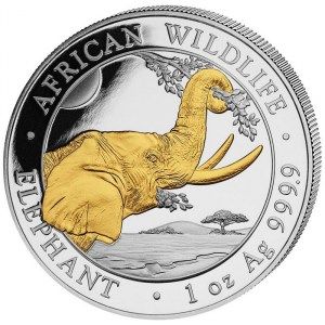 Moneda Elefante de Plata 1 oz 2023 Gilded-BU