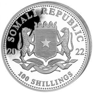 Moneda Leopardo de Plata 1 oz 2022 Color-BU reverso