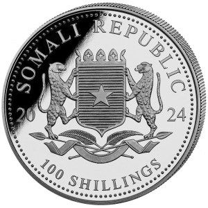 Moneda de Plata Leopardo de Somalia 1 oz 2024 BU reverso