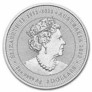 Moneda Madre Canguro y Bebé Joey de Plata 2 oz 2023 BU (Piedfort) anverso