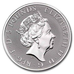 Moneda Queen's Beasts Collector de Plata 2 oz 2021 reverso