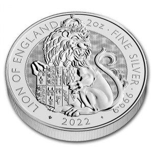 Moneda The Royal Tudor Beasts: El León de Inglaterra de Plata 2 oz 2022 BU lateral