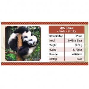 Moneda Panda de Plata 30 g 2022 Color-BU documentación