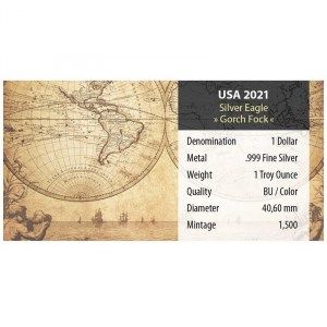 Moneda American Eagle Gorch Fock Colored de Plata 1 oz 2021 detalle