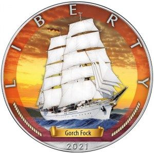 Moneda American Eagle Gorch Fock Colored de Plata 1 oz 2021