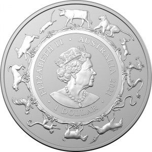 Moneda Año del Buey RAM de Plata 1 oz 2021 reverso