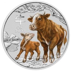 Moneda Año Lunar del Buey Colored de Plata 1 oz 2021