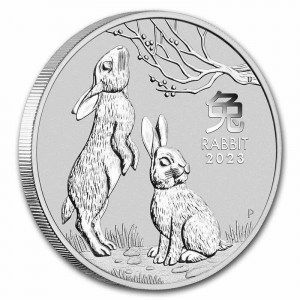 Moneda Año Lunar del Conejo de Plata australiano 2023 BU perfil