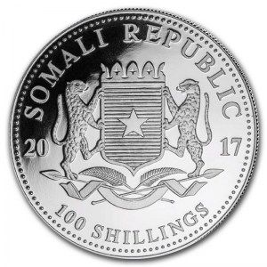 Moneda Elefante de Plata 1 oz 2017 reverso