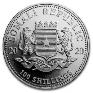 Moneda Elefante Somalí de Plata 1 oz 2020 reverso