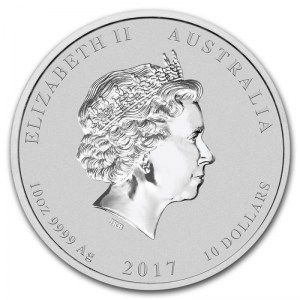 Moneda Año del Gallo de Plata 10 oz 2017 reverso