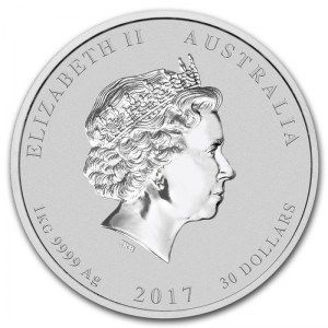 Moneda Año del Gallo de Plata 1 kg 2017 reverso