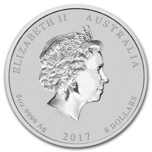 Moneda Año del Gallo de Plata 5 oz 2017 reverso