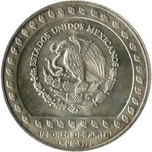 Moneda Guerrero Águila de Plata 1/2 oz Circulada reverso