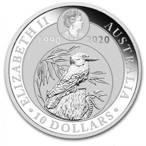 Moneda Kookaburra de Plata 10 oz 2020 reverso