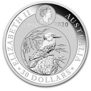 Moneda Kookaburra de Plata 1 kg 2020 reverso