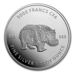 Moneda Mándala Hipopótamo de Chad de Plata 1 oz 2020