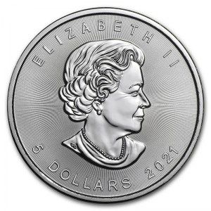 Moneda Maple Leaf de Plata 1 oz 2021 reverso