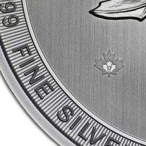 Moneda Maple Leaf canadiense de Plata 10 oz 2017 detalle
